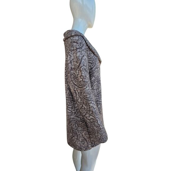 J.Jill Women's L Mocha Textured Paisley Pure Jill Curved Front Printed Cardi - Picture 4 of 12